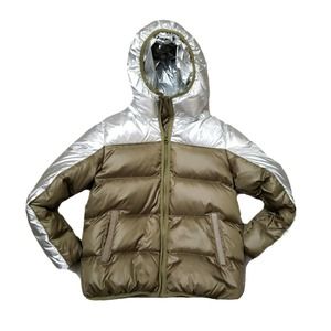 CREWCUTS GIRLS SILVER Gold FOIL Metallic PUFFER COAT NOWT SIZE 10